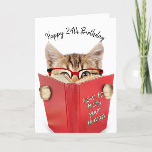 Gato com Óculos e Livro Vermelho 24 Cartão de An