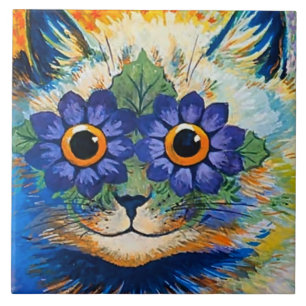 “Gato Com Pétalas Azuis” por Louis Wain