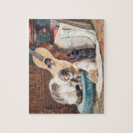 Gato com Quebra-cabeça de música