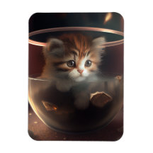 gato com um ímã fotográfico flexível teacup transp