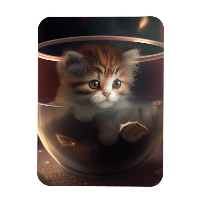 gato com um ímã fotográfico flexível teacup transp (Vertical)