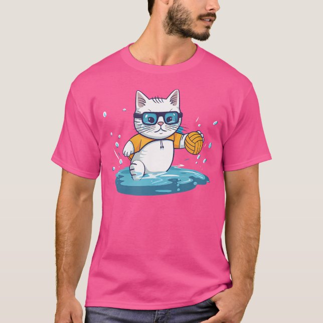 Gato Como Jogador De Polo De Água Design (Frente)