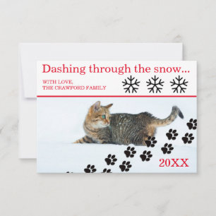 Gato Correndo Pela Neve - Cartão de Natal 3x5