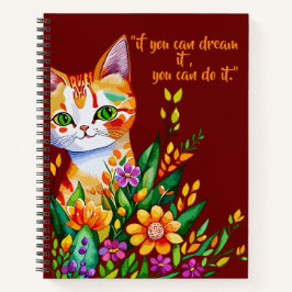 gato cortado e flores caderno espiral