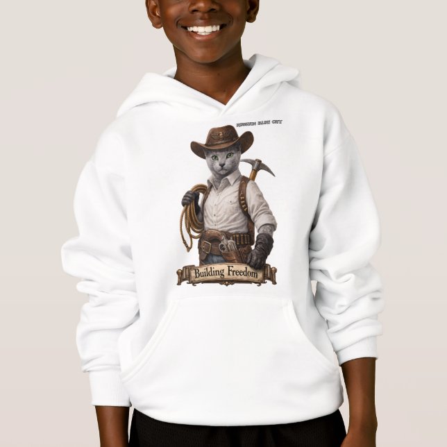 Gato Cowboy Russian Blue – Construindo Liberdade (Frente)