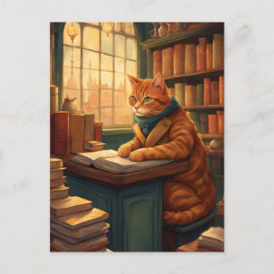 gato da biblioteca #14 cartão postal