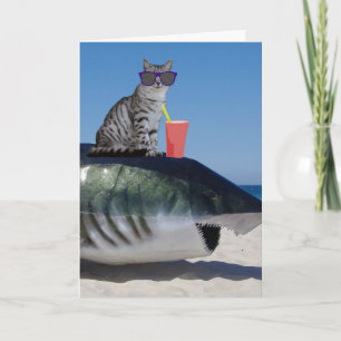 GATO DE ANIVERSÁRIO DA MÃE NO CARTÃO DE TUBARÃO DA
