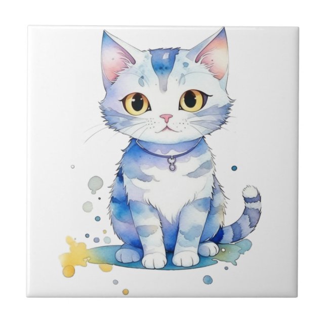 Gato de aquarela (gatinho) design (Frente)