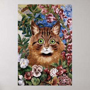 Gato de Brown no impressão do poster do jardim