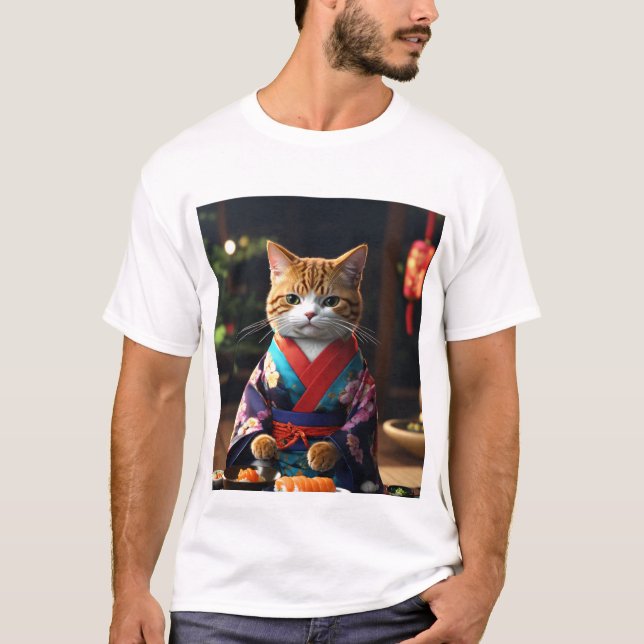 Gato de Camisa Básica Masculina Impresso (Frente)