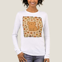 Gato de Cartoon Adorável com Padrão Floral