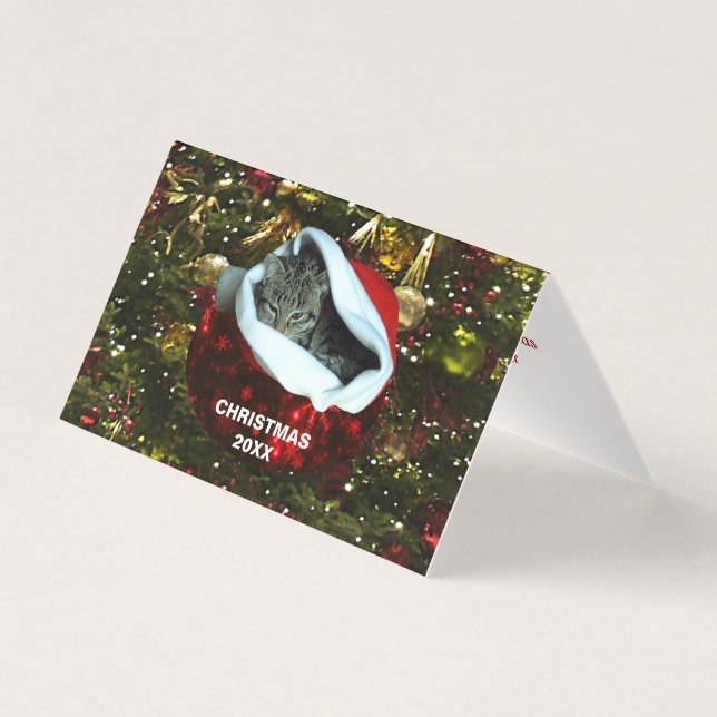 Gato de Cinza em Red Santa Hat Natal 20XX (Frente)