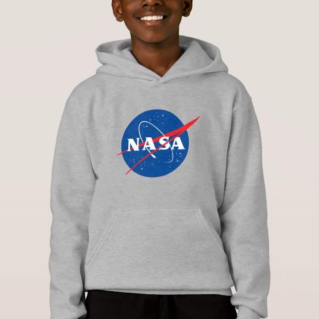 Gato de Cinza (XS-XL) Iconic NASA Kids' Moon Hoodi (Frente)