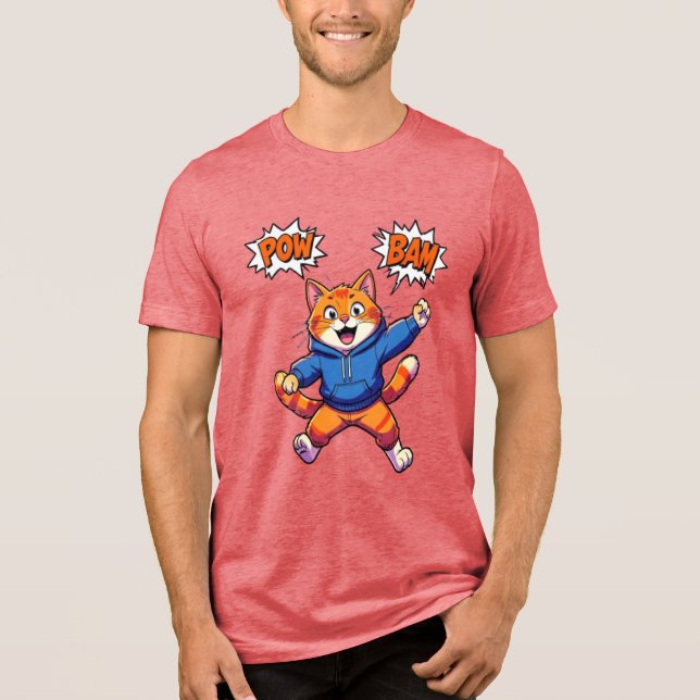 Gato de Desenho Animado Animado com Camiseta de Ca (Frente)