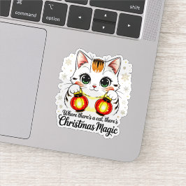 Gato de Desenho Animado Fofo - Adesivo Festivo do