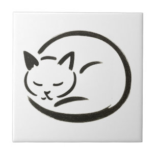 Gato de dormir minimalista - Design de pincel de t