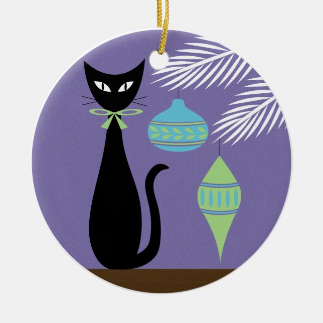 Gato de Férias de Meados do Século com Enfeites 2 (Frente)