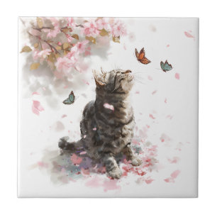 Gato de Flor de Cerejeira e Borboletas (11)