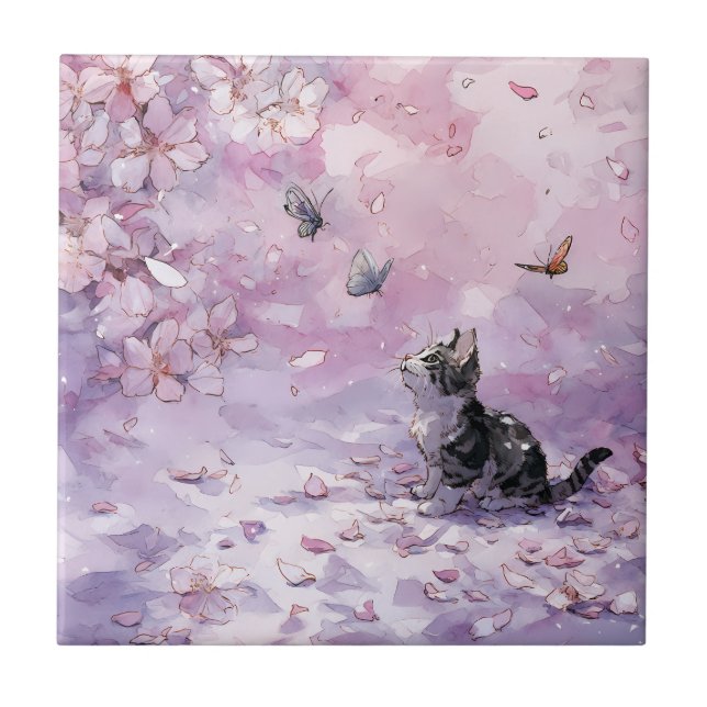 Gato de Flor de Cerejeira e Borboletas (5) (Frente)