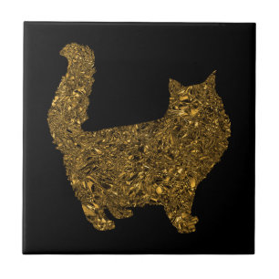 Gato de folha metálica esmagado de ouro de luxo