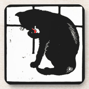 Gato De Gato De Madeira Vitoriano Na Porta copos
