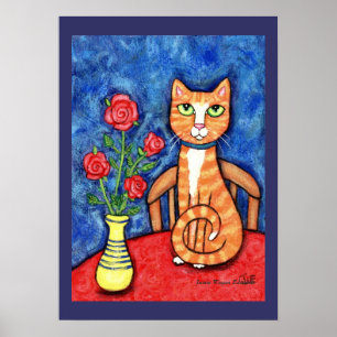 Gato de gato malhado com impressão da arte dos