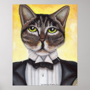 Gato de gato malhado de Brown que veste o poster