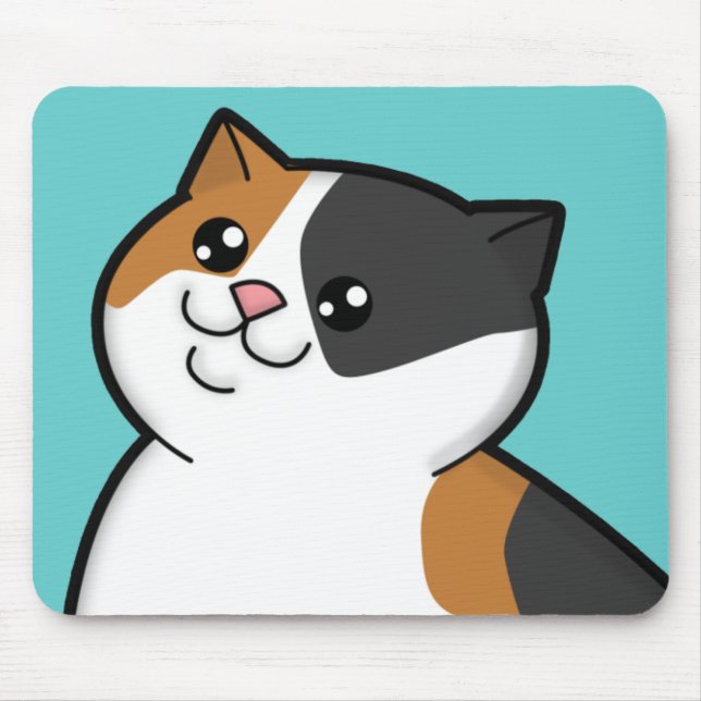 Gato de gato malhado gordo feliz Mousepad da chita (Frente)