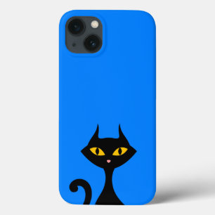 Gato de Gato Preto com Fundo Azure Azure Azul