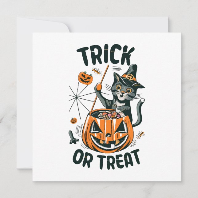 Gato de Halloween Abstrato (Frente)