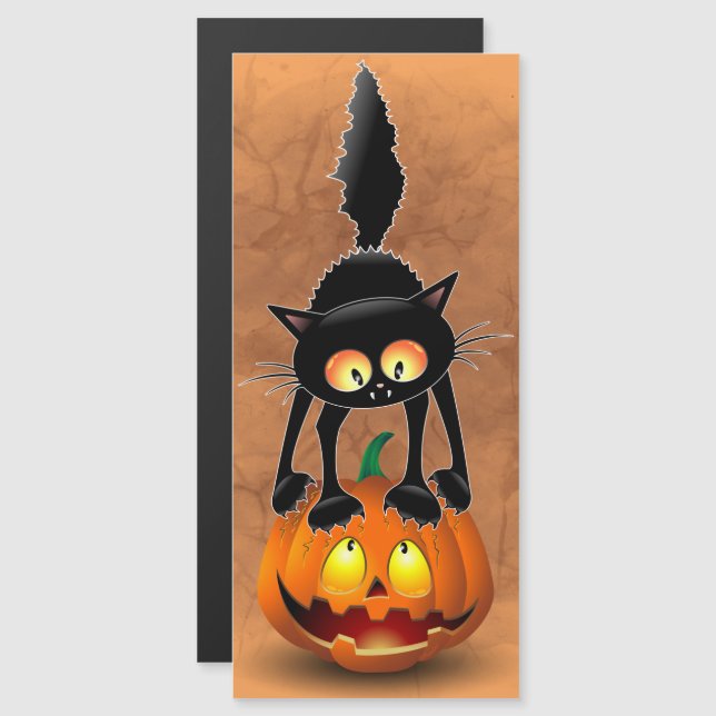 Gato de Halloween Assustado Personagem de Desenho  (Frente/Verso)