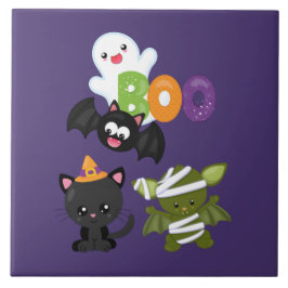 Gato de Halloween, Bat, Mamã e Fantasma