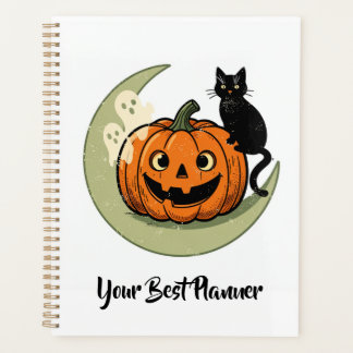 Gato de Halloween Fofo no Planejador de Lua de Abó
