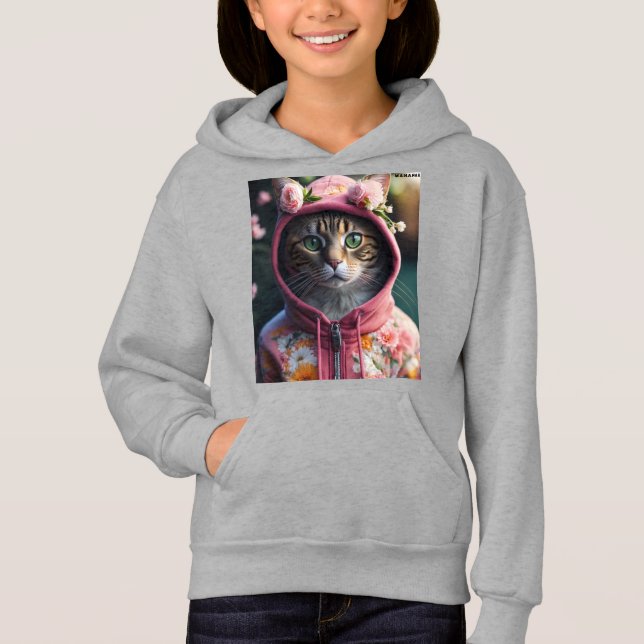 "Gato de Hoodie Floral - (Frente)
