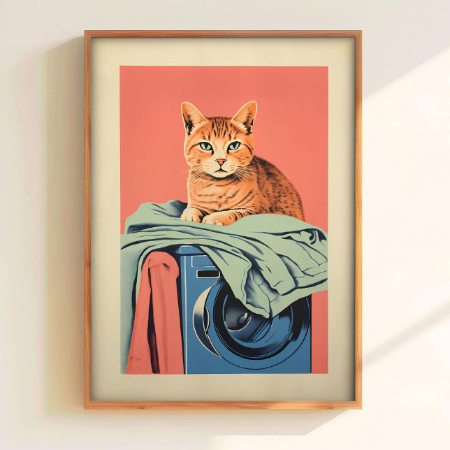 Gato de Lavanderia Impressão Rosa Impressões de Ba (Criador carregado)