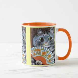 Gato de Louis Wain do vintage na caneca da arte da