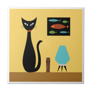 Gato de meio século com Peixe Retroativo em Amarel