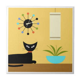 Gato de meio século com Relógio de Bola em Amarelo