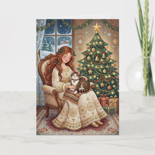 Gato de Natal Caprichoso & Cartão de Arte da Donze