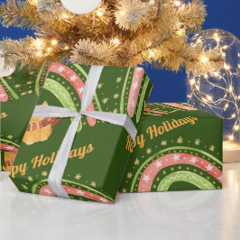 Gato de Natal e Papel de Presente Arco-íris