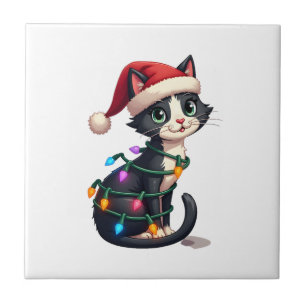 Gato de Natal Esmoquin gato preto natal luzes gati
