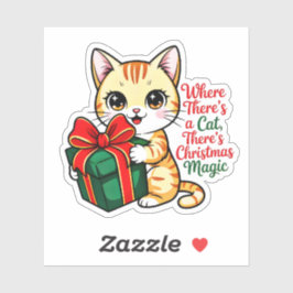Gato de Natal Fofo Adesivo de Férias para Amantes 