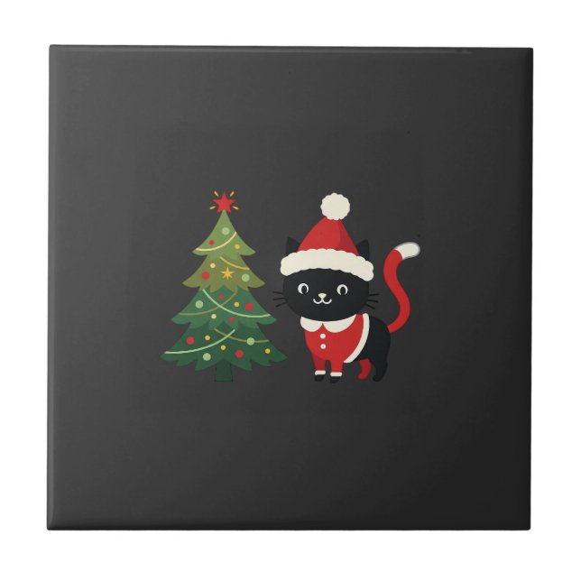 Gato de Natal Papai Noel Árvore Vetor (Frente)