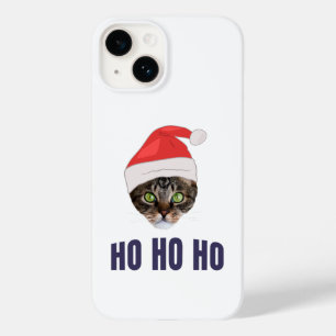 Gato de papais noeis com chapéu de Papai Noel, Ho