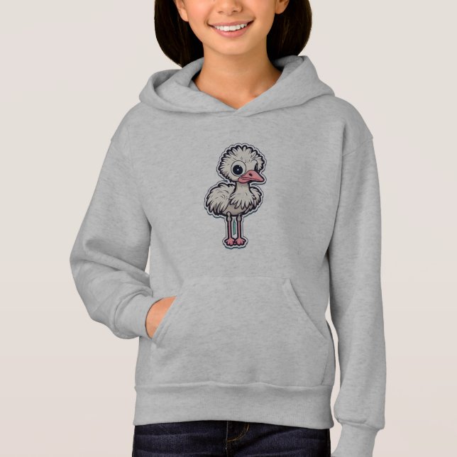 Gato de Pullover de Garota com Ostrich Cute (Frente)