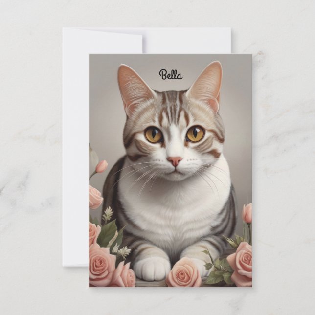 Gato de Shorthair Americano espantoso com Rosa Del (Frente)