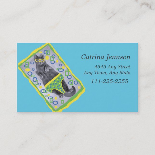 Gato de sol em troncos Cartão de visita (Frente)