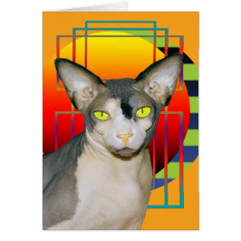 Gato de Sphynx do Vamp do cartão | (alaranjado)