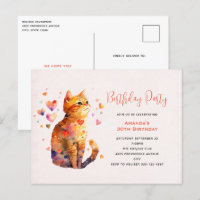Gato de Tabby Bonito com Corações Convite de Anive