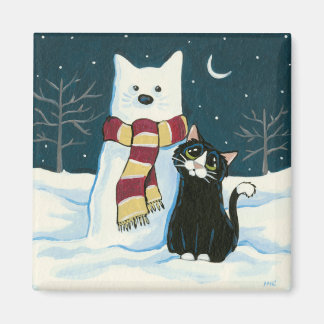 Gato de Tuxedo bonito e imã de pintura de boneco d